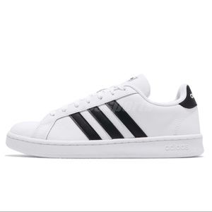 Adidas White and Black Striped Sneakers